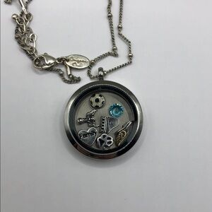 Origami Owl Silver Locket Necklace with Free Charms